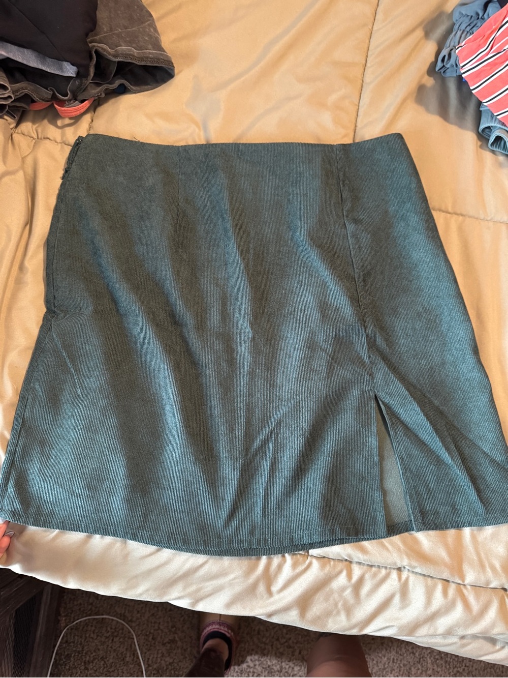 SHEIN Teal Mini Skirt with Front Slit